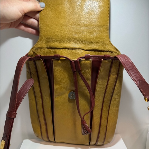 Cartier Vintage Must Line Yellow/Bordeaux Leather Crossbody Bag - Picture 4 of 8